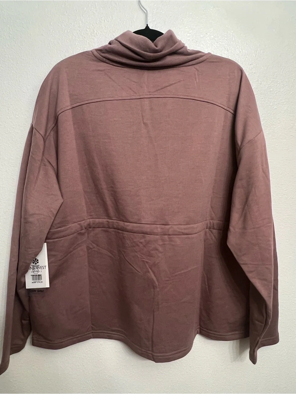 Nine West Mauve Cowl Neck Drawcord Pullover